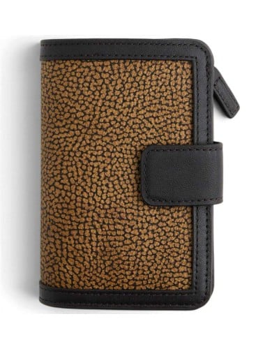 Borbonese Cartera Medium con Monedero Mujer OP Naturale en Lona OP Soft y Piel Estampado OP con Cierre Perimetral