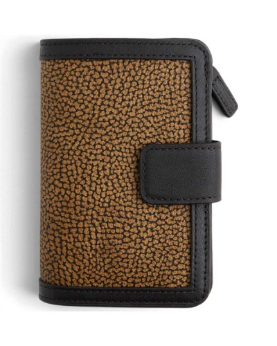 Borbonese Cartera Medium con Monedero Mujer OP Naturale en Lona OP Soft y Piel Estampado OP con Cierre Perimetral