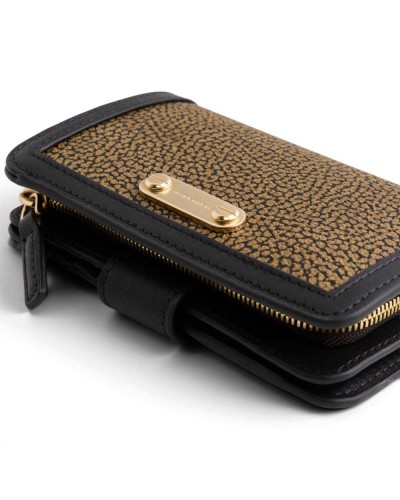Borbonese Cartera Medium con Monedero Mujer OP Naturale en Lona OP Soft y Piel Estampado OP con Cierre Perimetral