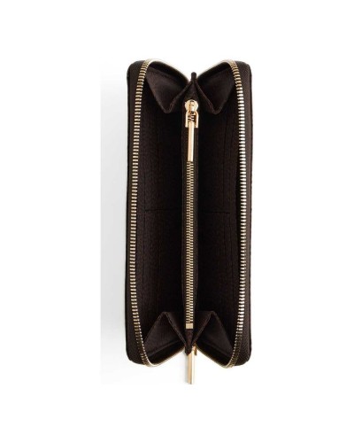 Borbonese Cartera Large Zip Around Mujer Cioccolato en Tejido Reciclado Estampado OP con Cierre Perimetral