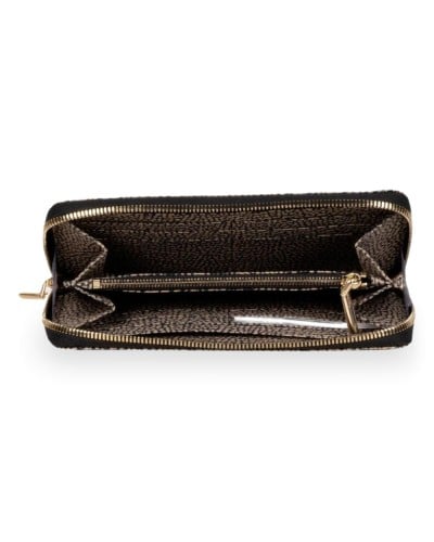 Borbonese Cartera Large Zip Around Mujer OP Naturale en Tejido Reciclado Estampado OP con Cierre Perimetral