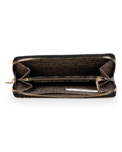 Borbonese Cartera Large Zip Around Mujer OP Naturale en Tejido Reciclado Estampado OP con Cierre Perimetral