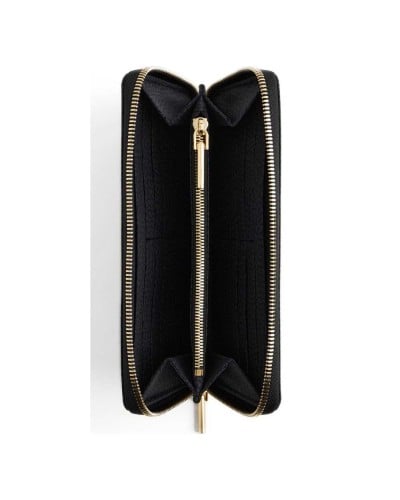 Borbonese Cartera Large Zip Around Mujer Dark Black en Tejido Reciclado Estampado OP con Cierre Perimetral