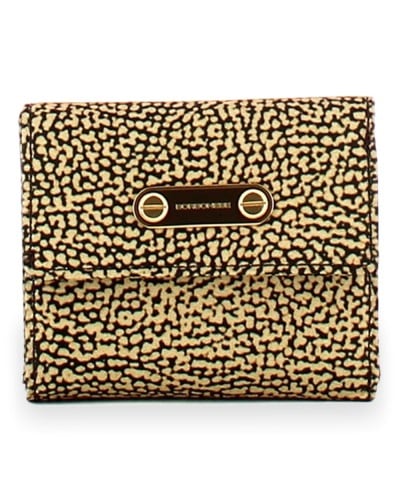 Borbonese Small Flap Wallet Women OP Naturale in Recycled Fabric OP Print with Zip