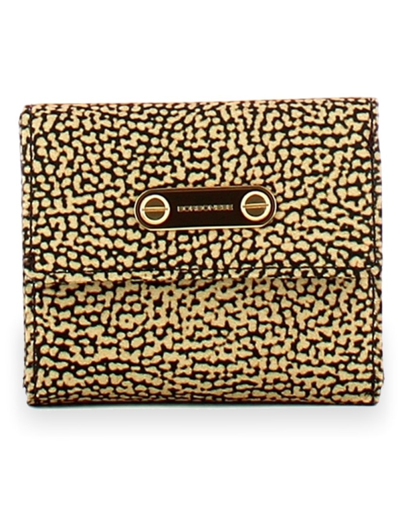 Borbonese Small Flap Wallet Women OP Naturale in Recycled Fabric OP Print with Zip