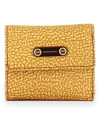 Borbonese Small Flap Wallet Women Curry in Recycled Fabric OP Print with Zip