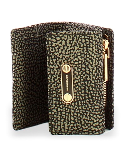 Borbonese Small Flap Wallet Women Catrame in Recycled Fabric OP Print with Zip