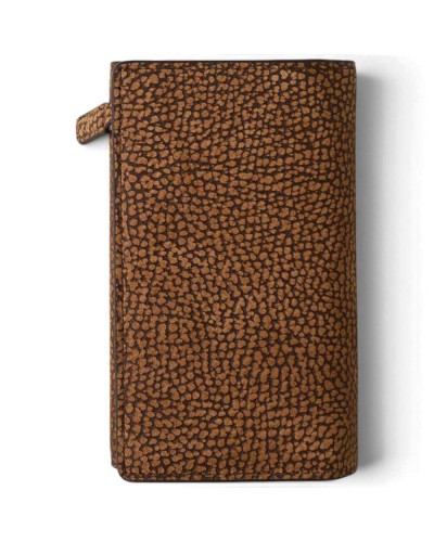 Borbonese Cartera Medium con Solapa Mujer Cumino en Piel Minerva con Cremallera