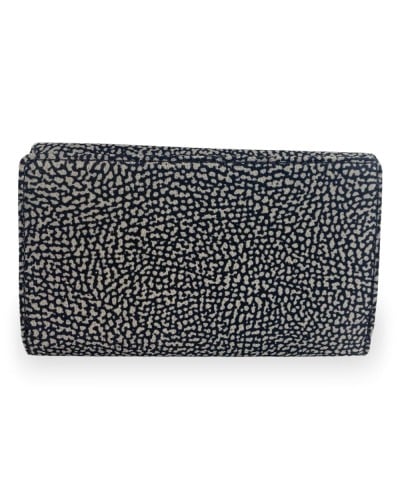 Borbonese Cartera Medium con Solapa Mujer Catrame en Tejido Reciclado Estampado OP con Cremallera