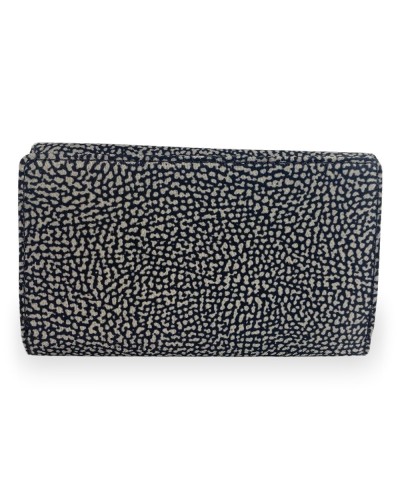 Borbonese Cartera Medium con Solapa Mujer Catrame en Tejido Reciclado Estampado OP con Cremallera