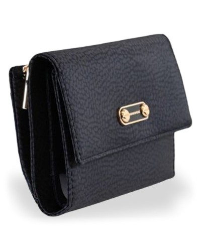 Borbonese Cartera Medium con Solapa Mujer Dark Black en Tejido Reciclado Estampado OP con Cremallera