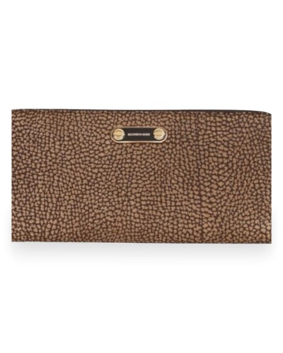 Borbonese Cartera Large Zip Around Slim Mujer Cumino en Piel Minerva con Cremallera Perimetral