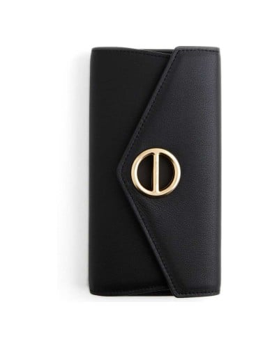 Borbonese Cartera Large con Solapa Mujer Nero en Piel Pashmina con Botón