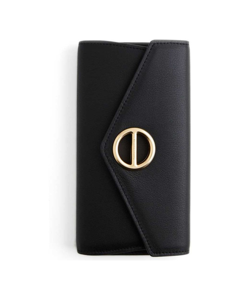 Borbonese Cartera Large con Solapa Mujer Nero en Piel Pashmina con Botón