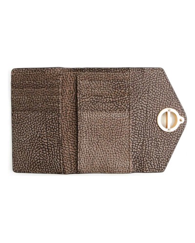 Borbonese Cartera Medium con Solapa Mujer Cacao en Piel Pashmina con Cremallera