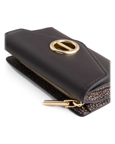 Borbonese Cartera Medium con Solapa Mujer Cacao en Piel Pashmina con Cremallera
