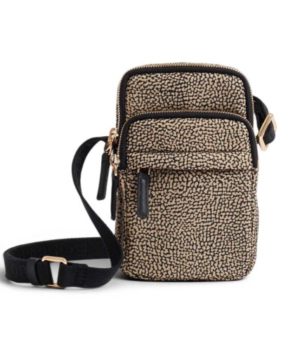 Borbonese Funda para Móvil Mujer OP Naturale en Tejido Reciclado y Piel Estampado OP con Bandolera