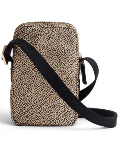 Borbonese Funda para Móvil Mujer OP Naturale en Tejido Reciclado y Piel Estampado OP con Bandolera