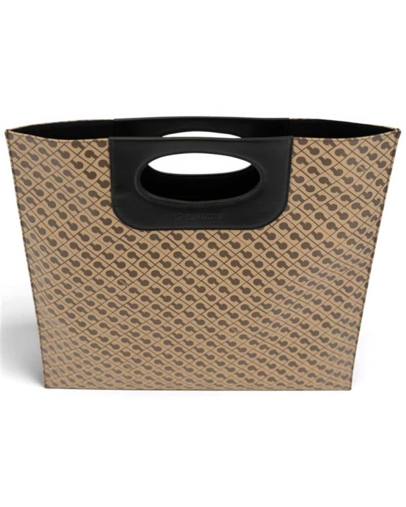 Gherardini Handtasche Piattina Damen Mokka aus Millerighe-Gewebe mit Ledergriff