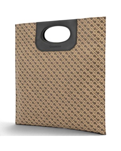 Gherardini Handtasche Piattina Damen Mokka aus Millerighe-Gewebe mit Ledergriff