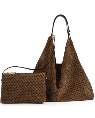 Gherardini Schultertasche Amazzonia Damen Toffee aus Veloursleder mit Monogramm