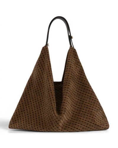 Gherardini Schultertasche Amazzonia Damen Toffee aus Veloursleder mit Monogramm