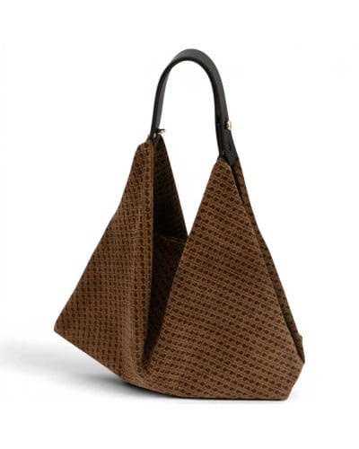 Gherardini Schultertasche Amazzonia Damen Toffee aus Veloursleder mit Monogramm