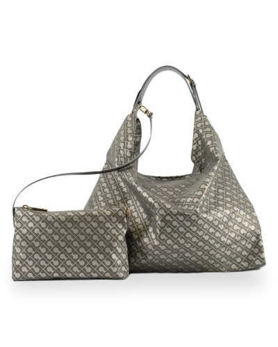 Gherardini Hobo-Tasche Amazzonia Damen Dunkelsilber aus Softy-Gewebe