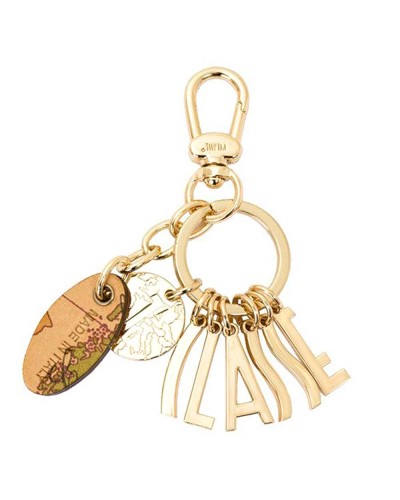 Alviero Martini 1° Classe Key Holder Logo Female Light Gold in Metal and Ovine Leather