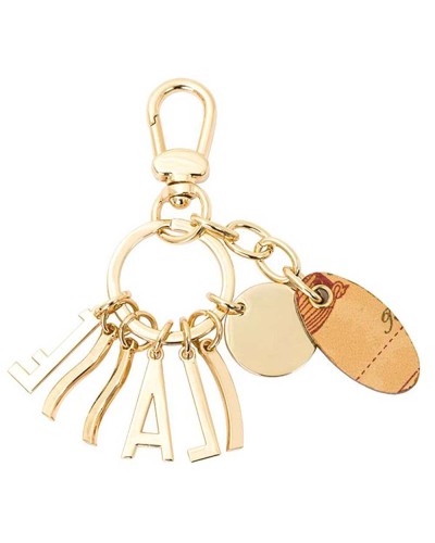 Alviero Martini 1° Classe Key Holder Logo Female Light Gold in Metal and Ovine Leather