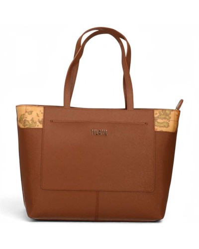 Alviero Martini 1° Classe Large Shopping Bag Female Chestnut in Coated Fabric
