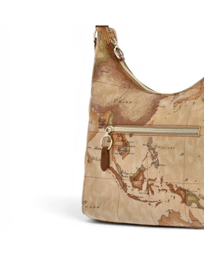 Alviero Martini 1° Classe Bolso Hobo de Hombro Mujer Castaño en Tejido revestido y Piel bovina