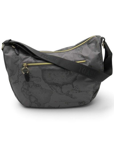 Alviero Martini 1° Classe Bolso de Hombro Grande Mujer Gris Oscuro en Tejido revestido y Piel bovina