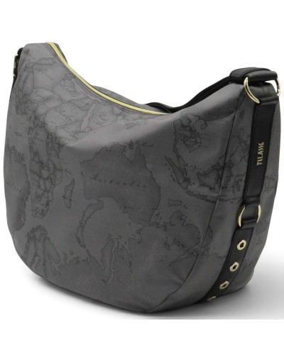 Alviero Martini 1° Classe Bolso de Hombro Grande Mujer Gris Oscuro en Tejido revestido y Piel bovina
