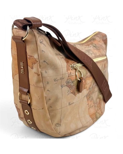 Alviero Martini 1° Classe Bolso de Hombro Grande Mujer Castaño en Tejido revestido y Piel bovina