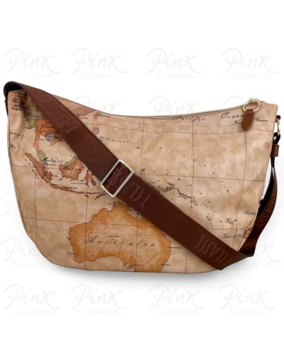 Alviero Martini 1° Classe Bolso de Hombro Grande Mujer Castaño en Tejido revestido y Piel bovina
