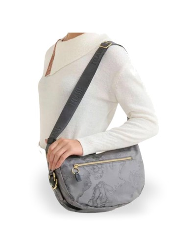 Alviero Martini 1° Classe Bolso de Hombro Mediano Mujer Gris Oscuro en Tejido revestido y Piel bovina