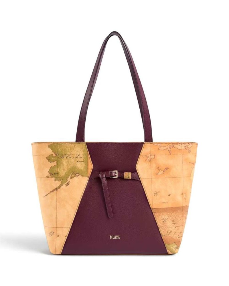 Alviero Martini 1° Classe Shopping Bag Mujer Burgundy en Tejido revestido y Piel bovina
