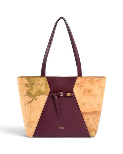 Alviero Martini 1° Classe Shopping Bag Mujer Burgundy en Tejido revestido y Piel bovina