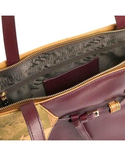 Alviero Martini 1° Classe Shopping Bag Mujer Burgundy en Tejido revestido y Piel bovina