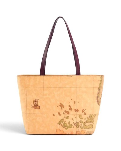 Alviero Martini 1° Classe Shopping Bag Mujer Burgundy en Tejido revestido y Piel bovina