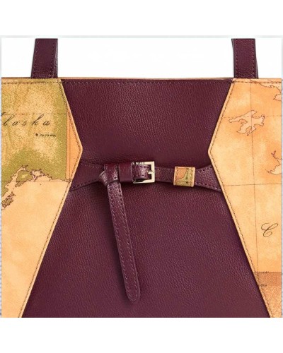 Alviero Martini 1° Classe Shopping Bag Mujer Burgundy en Tejido revestido y Piel bovina