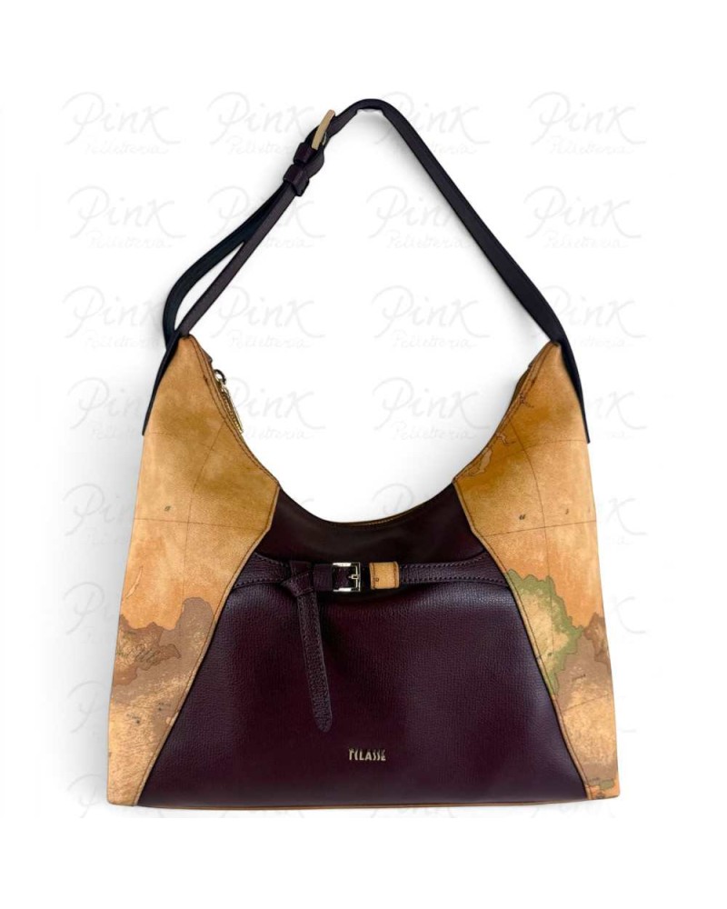 Alviero Martini 1° Classe Bolso Hobo de Hombro Mujer Burgundy en Tejido revestido y Piel bovina