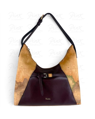 Alviero Martini 1° Classe Bolso Hobo de Hombro Mujer Burgundy en Tejido revestido y Piel bovina