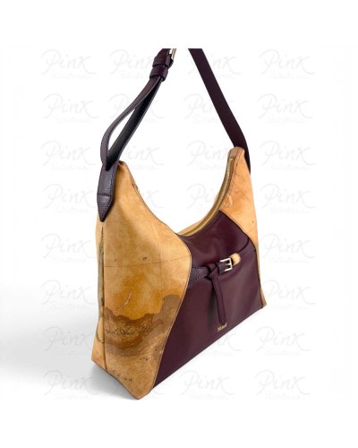 Alviero Martini 1° Classe Bolso Hobo de Hombro Mujer Burgundy en Tejido revestido y Piel bovina