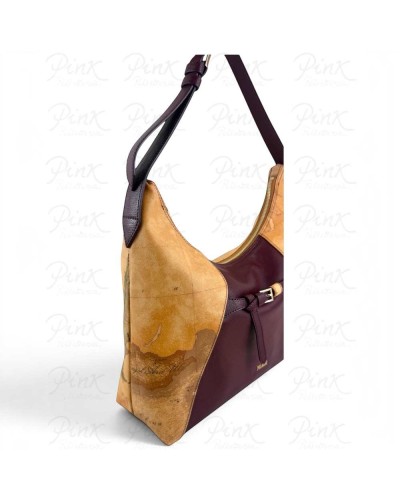 Alviero Martini 1° Classe Bolso Hobo de Hombro Mujer Burgundy en Tejido revestido y Piel bovina