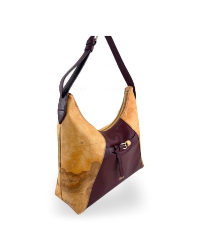 Alviero Martini 1° Classe Bolso Hobo de Hombro Mujer Burgundy en Tejido revestido y Piel bovina