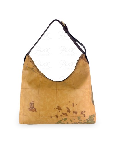 Alviero Martini 1° Classe Bolso Hobo de Hombro Mujer Burgundy en Tejido revestido y Piel bovina