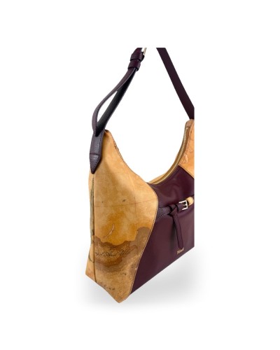 Alviero Martini 1° Classe Bolso Hobo de Hombro Mujer Burgundy en Tejido revestido y Piel bovina
