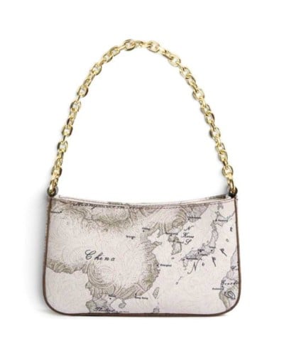 Alviero Martini 1° Classe Clutch con Cadena Mujer Gris Topo en Tejido revestido y Piel bovina